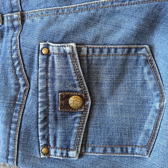 Leather trimmed flare leg jeans - Picture 10 of 10